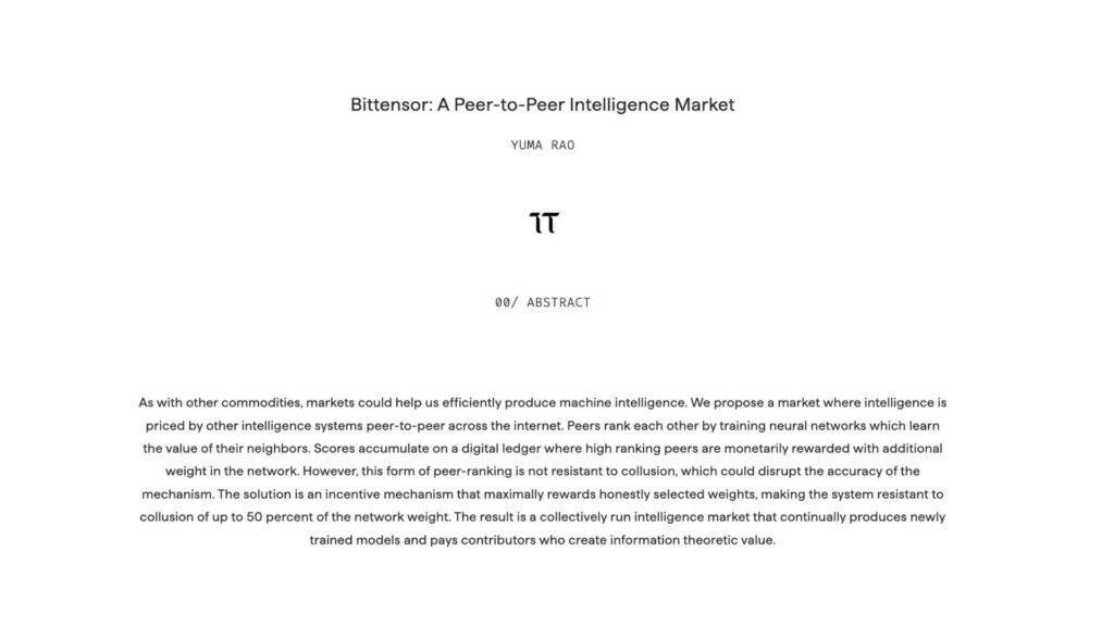 Bittensor (TAO) Whitepaper Page